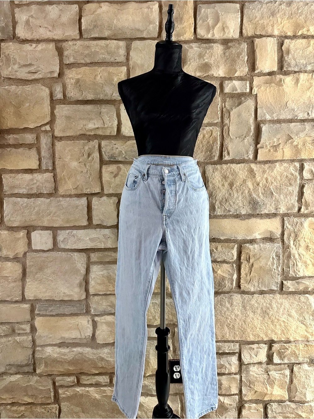 Levi's Pale Blue High-Rise Straight Jeans